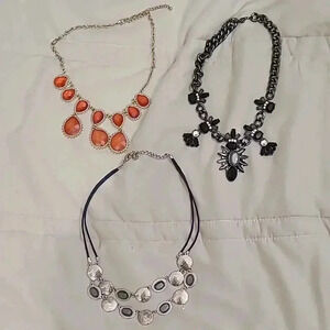 #14 set of 3 fashion statement necklaces layered chunky chain